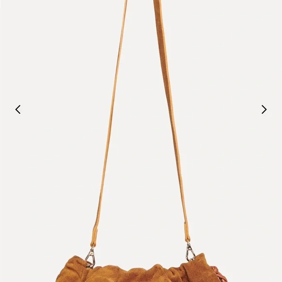 ba&sh Tan Suede Ruched Crossbody Bag - Picture 4 of 5